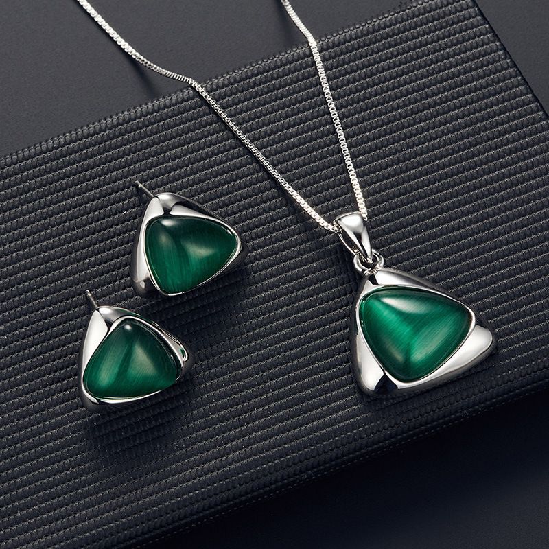 Triangle Shape Pendant Necklace & Stud Earrings Sweet Jewelry Set Birthday / Festival / Evening / Party Gift - Grocery