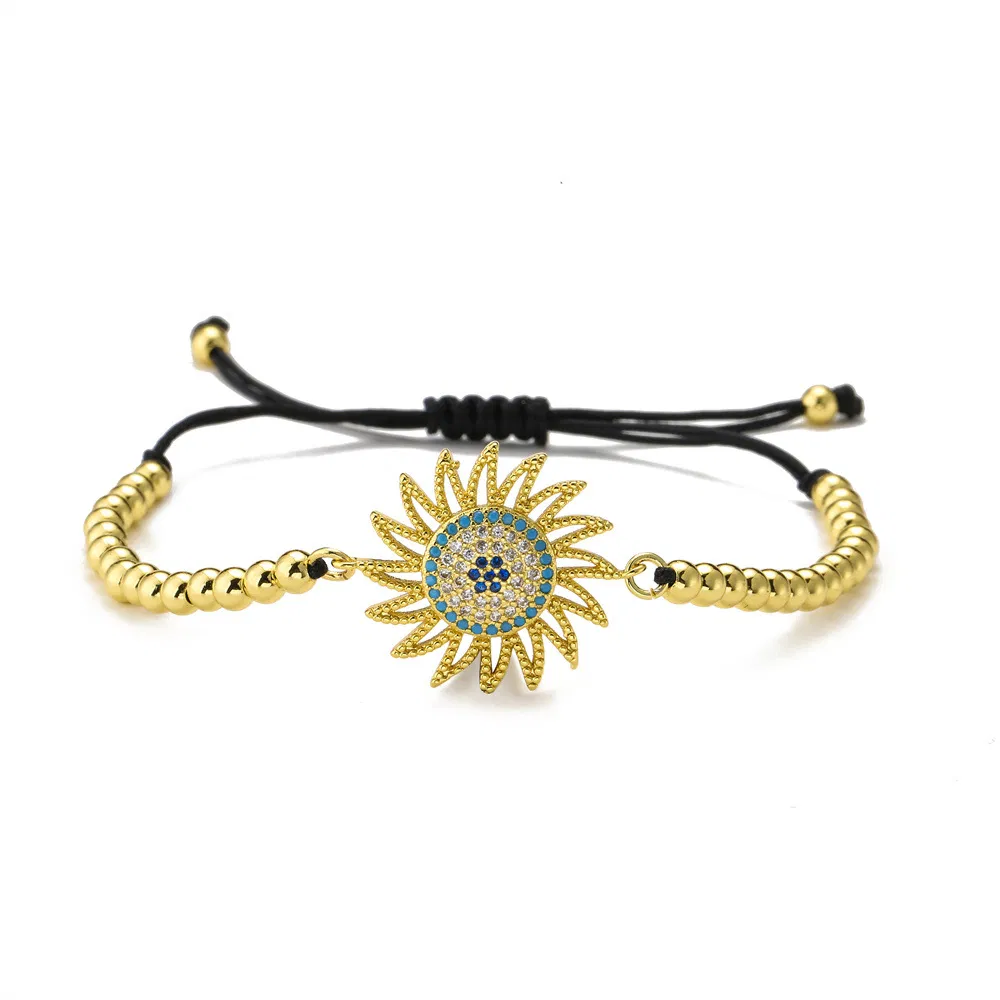 Copper Plated 18K Gold Zircon Love Sun Flower Bracelet - Grocery