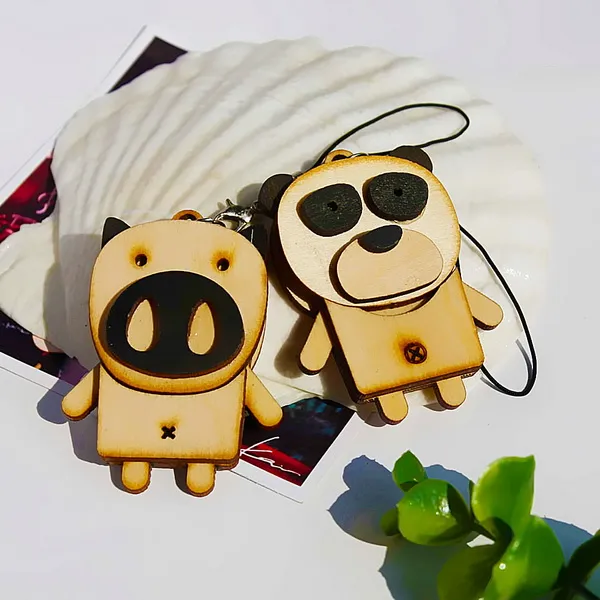 Wooden Animals-6 - Cell Phone Charm Strap / Camera Charm Strap / Handbags Charms - Grocery
