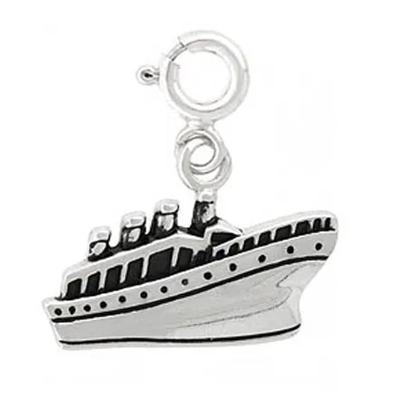 Sterling Silver Oxidized Boat Charm - Grocery