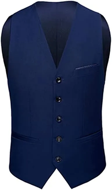 Mens Formal Suit Vest Business Formal Dress Waistcoat Vest with 3 Pockets for Suit or Tuxedo - Grocery