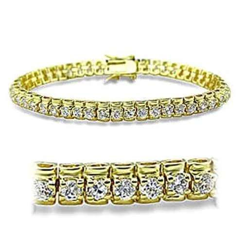 415906 - Gold Brass Bracelet with AAA Grade CZ in Clear - Grocery
