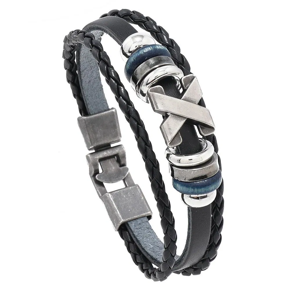 Personalized trend X -type accessories beaded bracelet Men's retro and simple pair of skinned handicular bracelet jewelry - Grocery