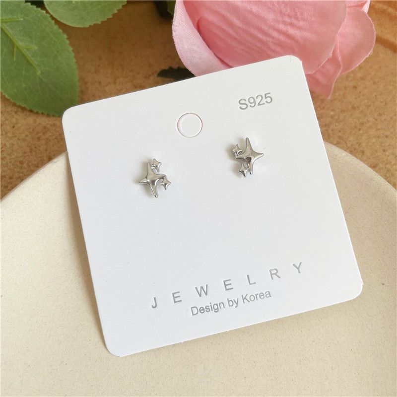Four Mans Star Ear Studs Female Niche Design Frosty Style Earrings - Grocery