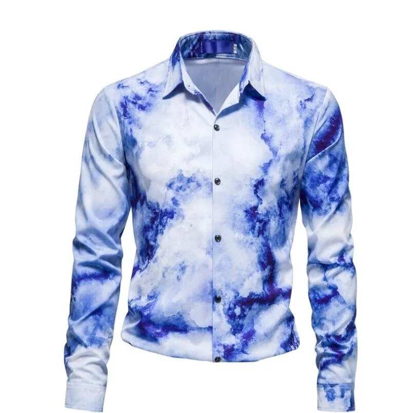 Men's Inkjet Printed Long Sleeve Button Down Shirt - Grocery