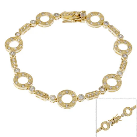 18K Gold over Sterling Silver Circle & Bar Link Bracelet - Grocery