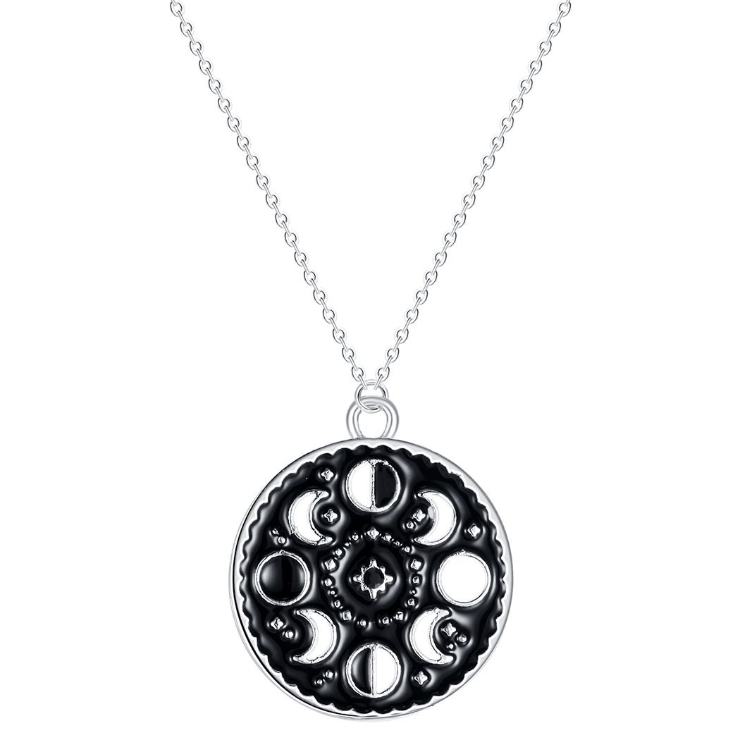 Shine Bright Like The Moon With Our Glow In The Dark Moon Phase Black Necklace For Women - Grocery