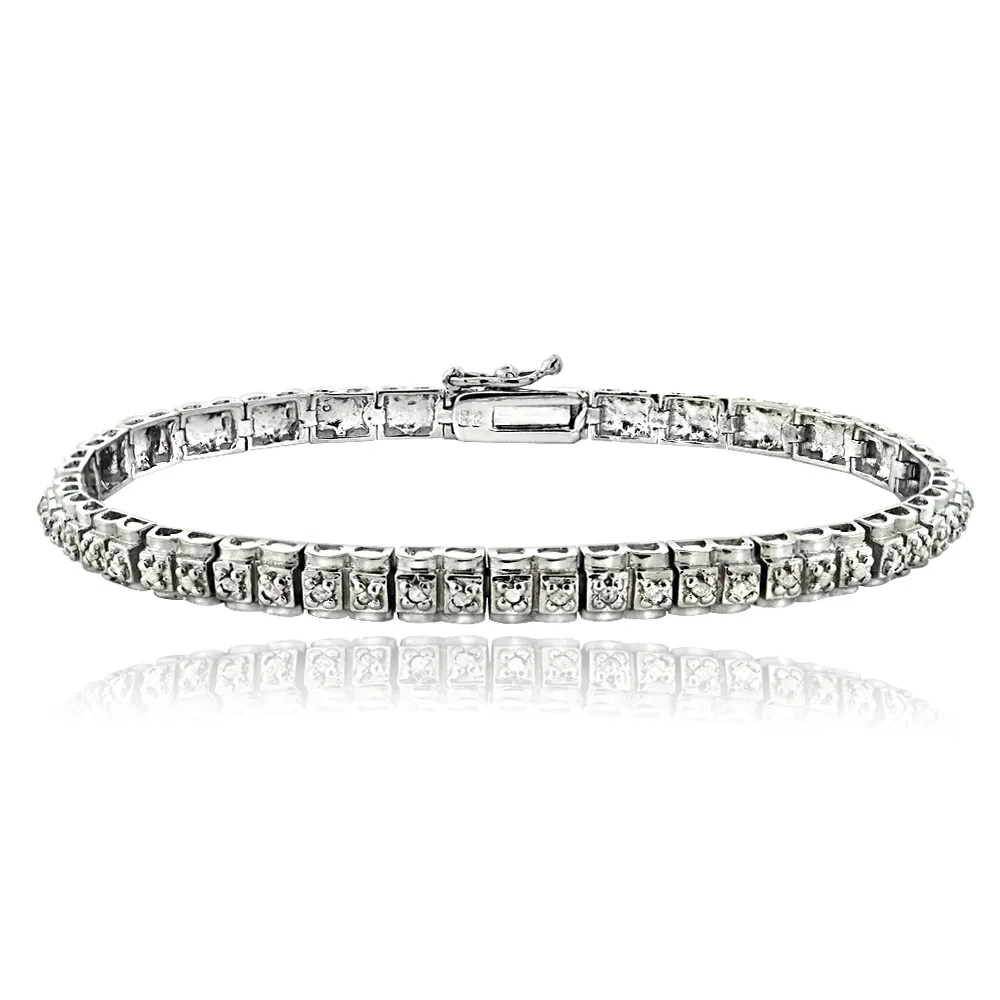 Silver Tone 1/2 Ct Diamond Studded Tennis Bracelet - Grocery