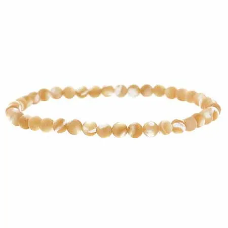 Mother of Pearl Stone 4mm Bead Beaded Stretch Bracelet - Grocery