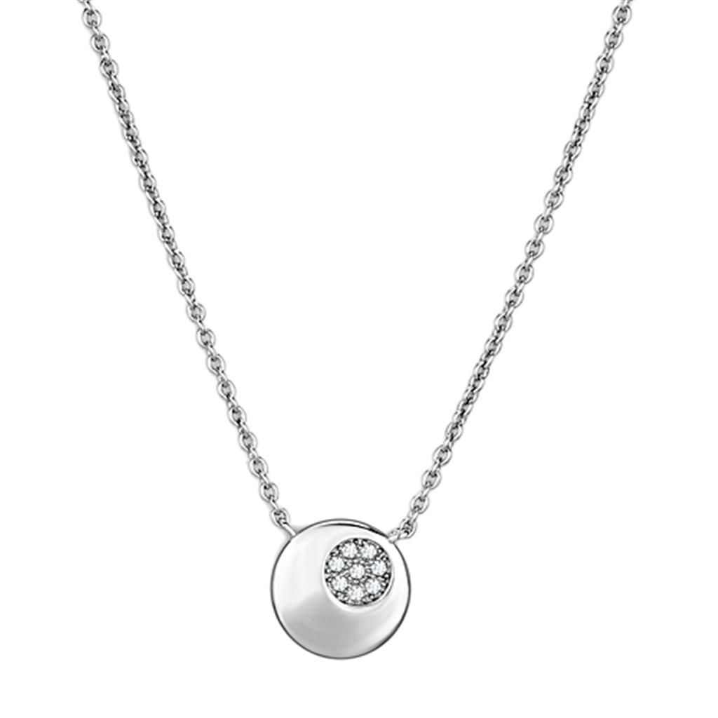 3W431 Rhodium Brass Necklace with AAA Grade CZ in Clear - Grocery