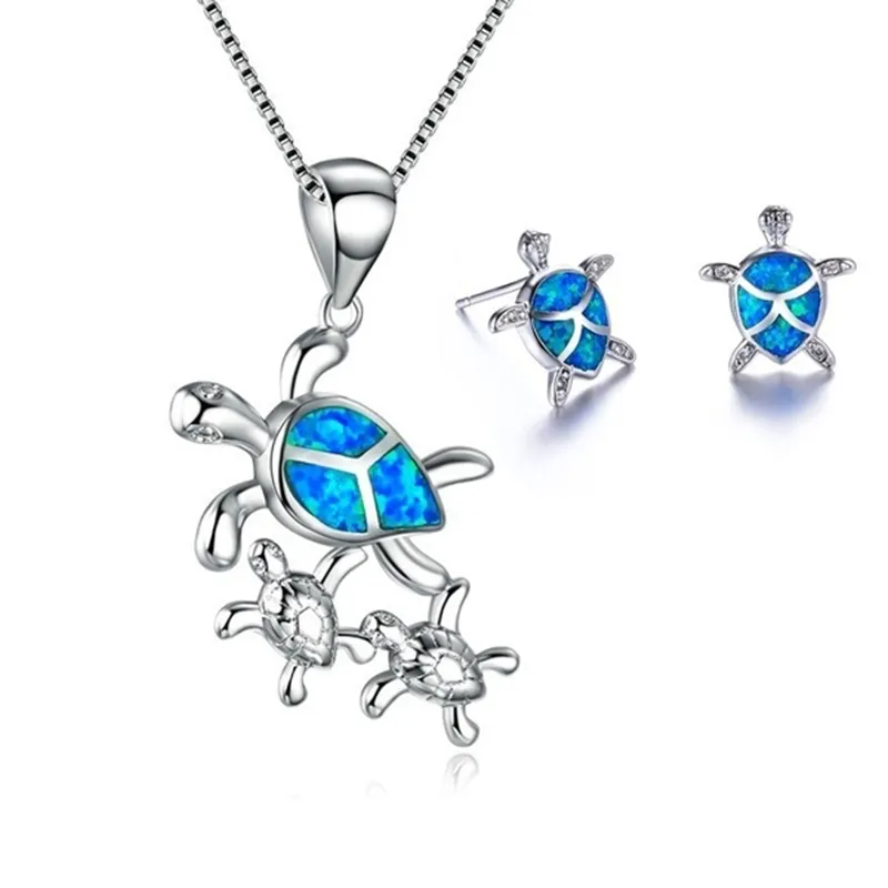 Fashion Opal 5 Colour Turtle Necklace Earrings Set - Grocery