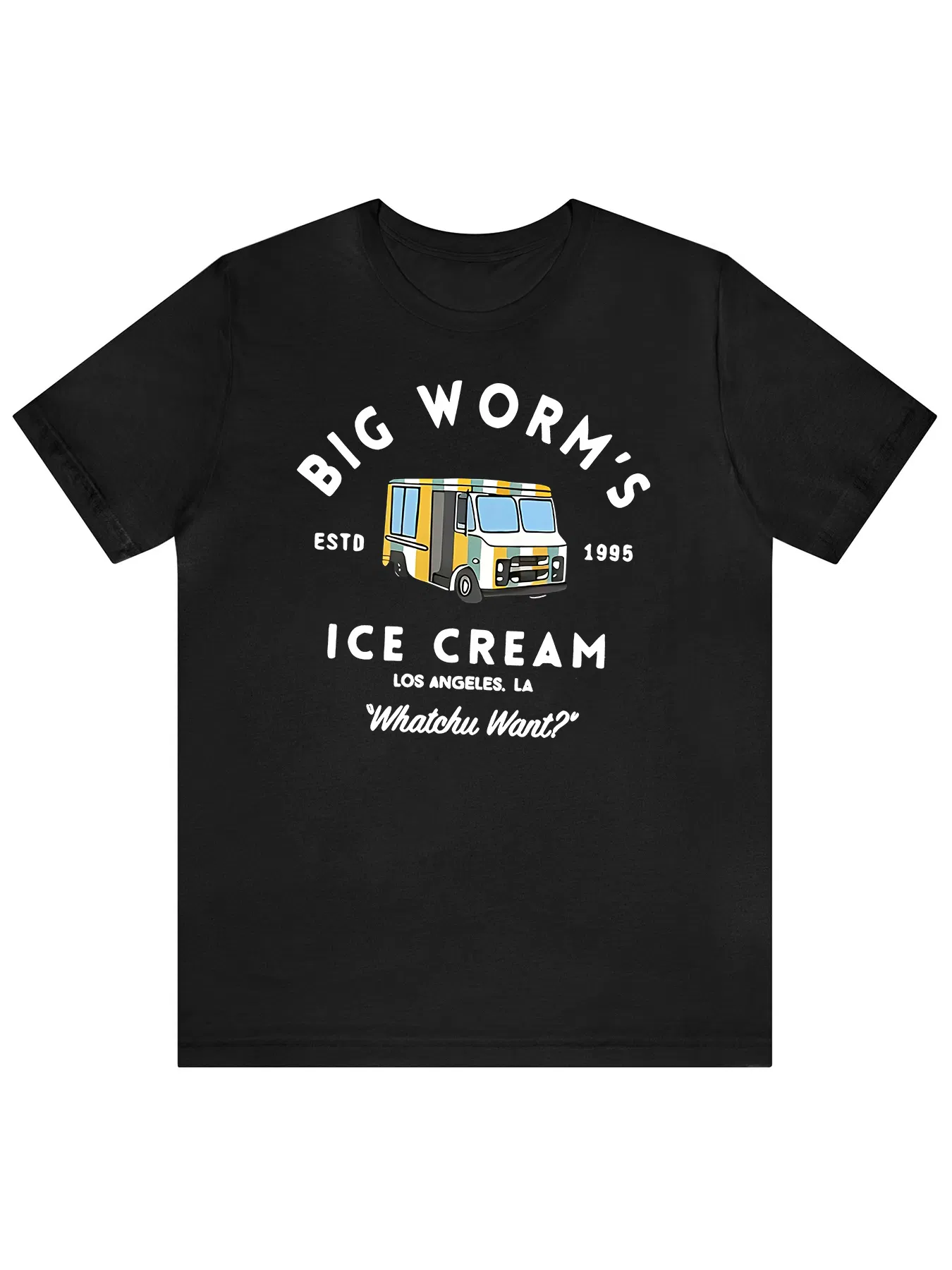 Men's Ice Cream Truck Pattern Printed Round Neck Short Sleeved T-shirt, Casual Summer T-shirt, Suitable For Daily Wear And Vacation Destinations - Grocery