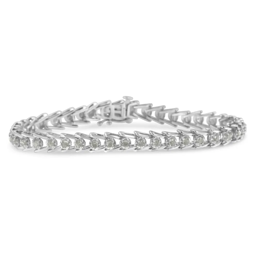 .925 Sterling Silver 2.0 Cttw Diamond Fan Link Tennis Bracelet (I-J Color, I3 Clarity) - 7' - Grocery