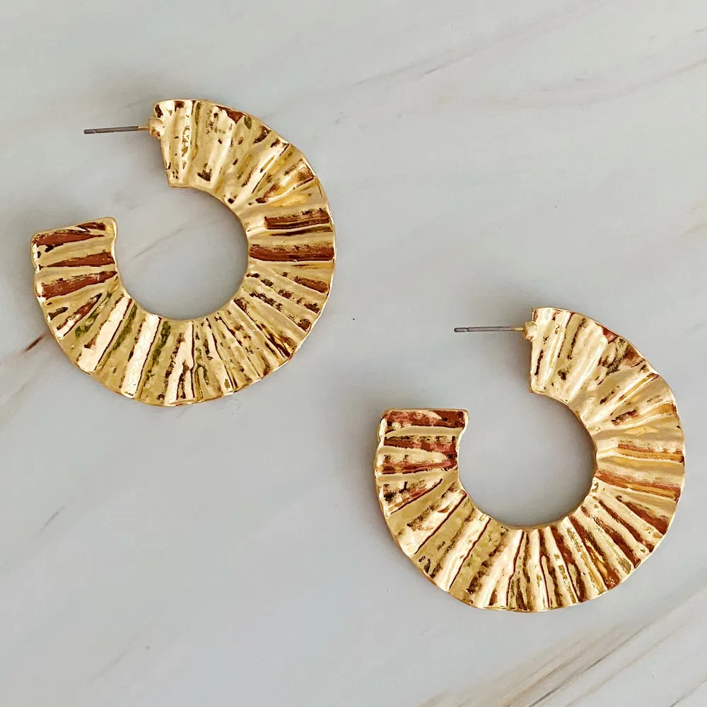 Crinkled Art Hoop Earrings - Grocery