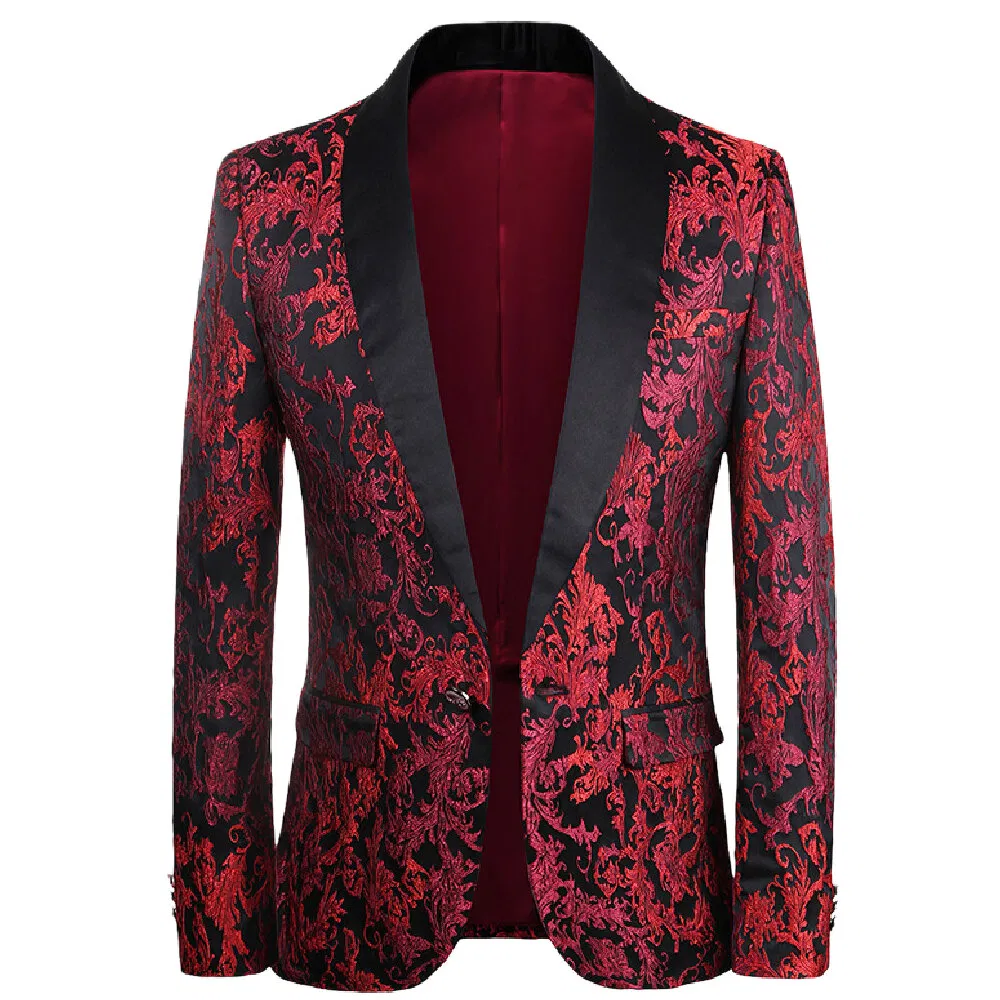Men's Floral Tuxedo Jacket Embroidered Suit Jacket Blazer - Grocery