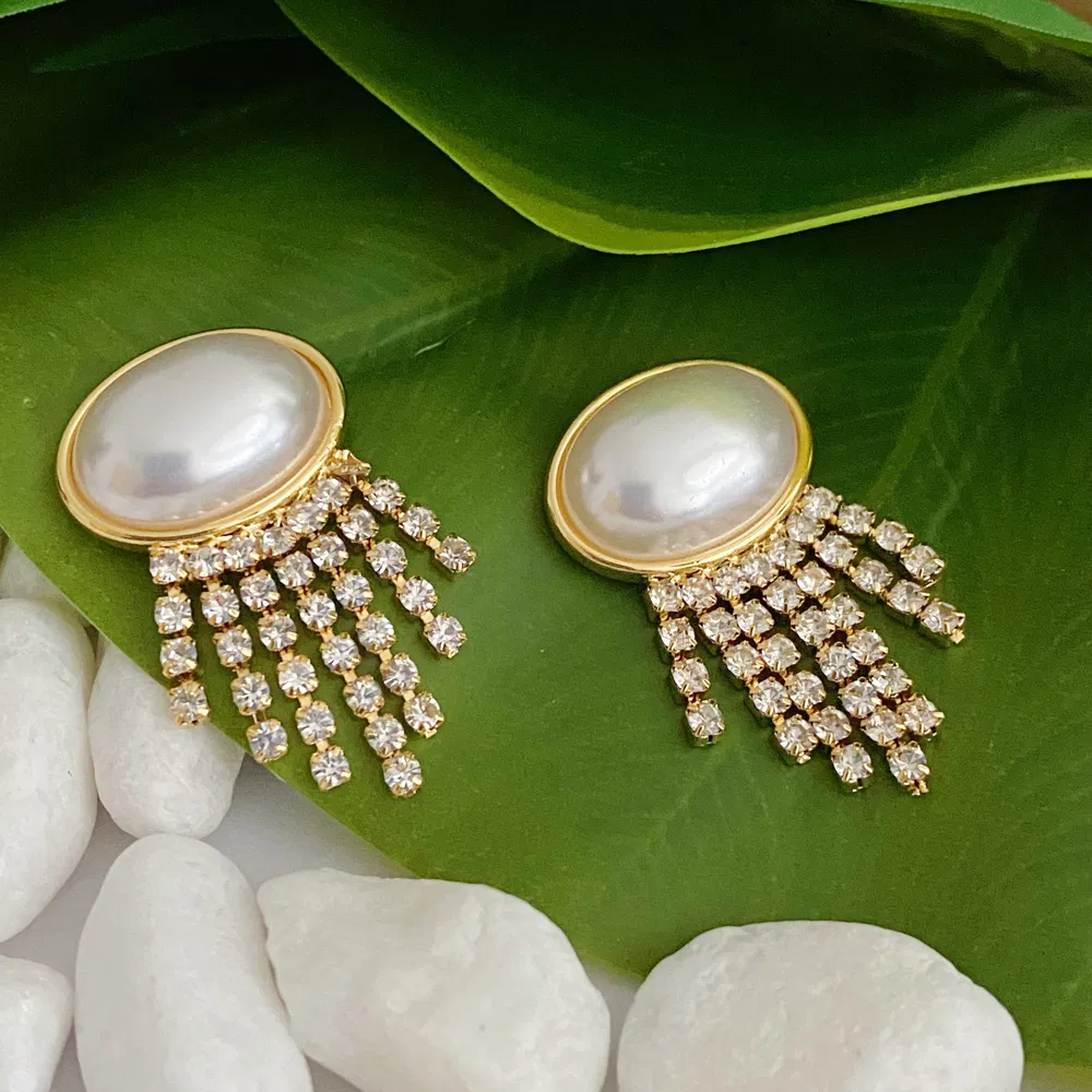 Pearl Button Cascade Shine Earrings - Grocery
