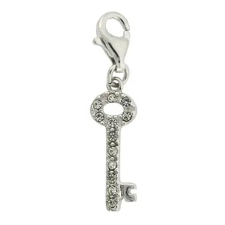 Sterling Silver CZ Key Novelty Charm - Grocery
