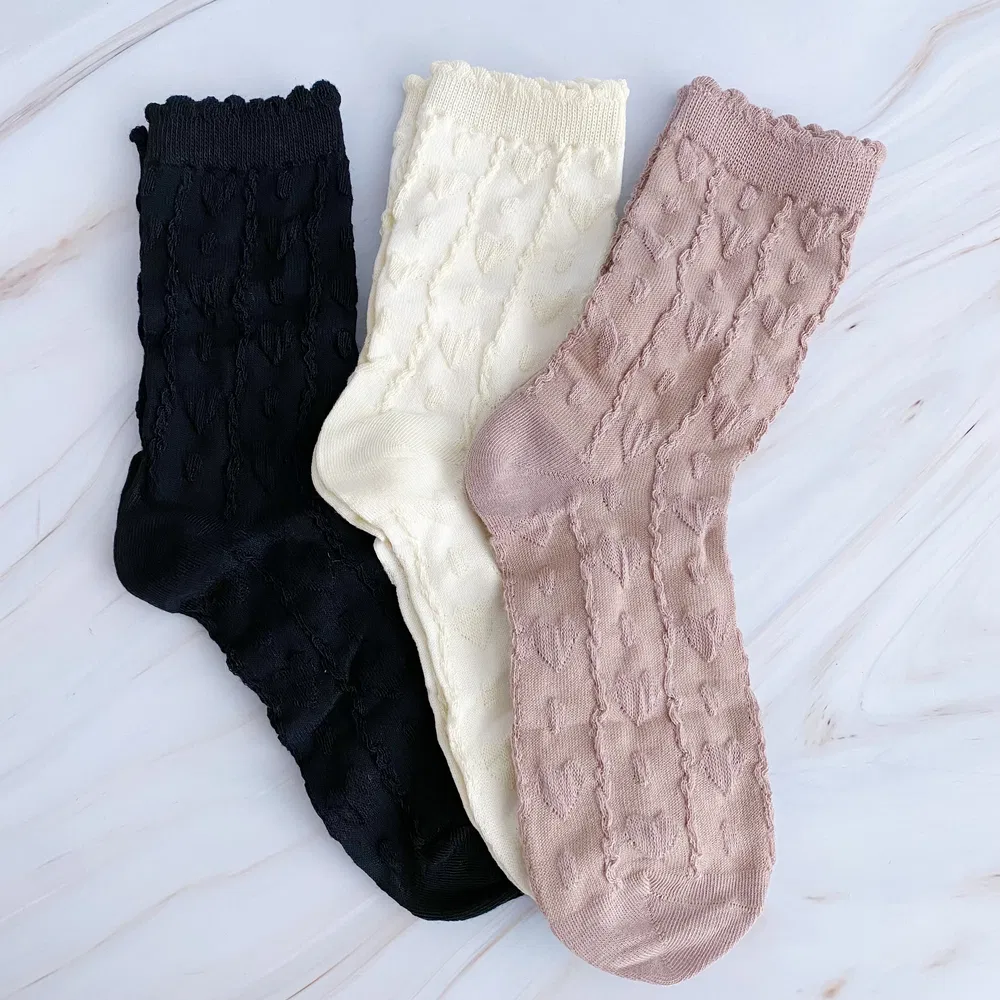 Heart Embossed Socks Set Of 3 - Grocery