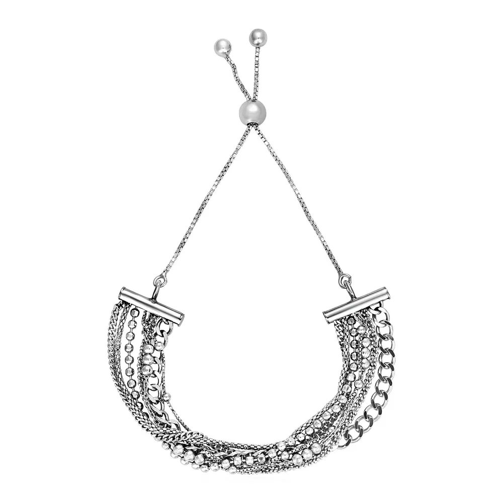 Adjustable Multi Chain Bracelet in Sterling Silver - Grocery