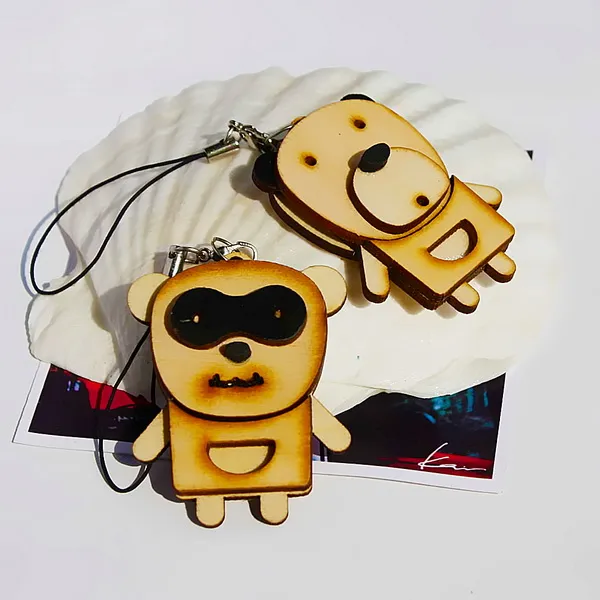 Wooden Animals-1 - Cell Phone Charm Strap / Camera Charm Strap / Handbags Charms - Grocery