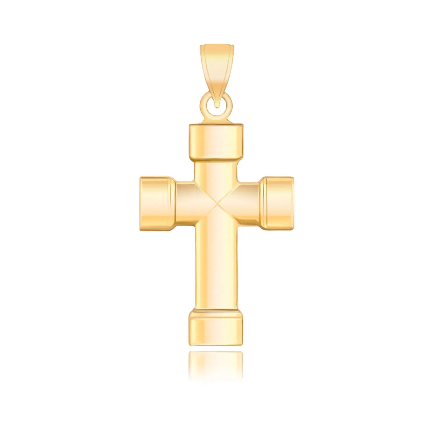 14k Yellow Gold Cross Pendant with Block Like Ends - Grocery