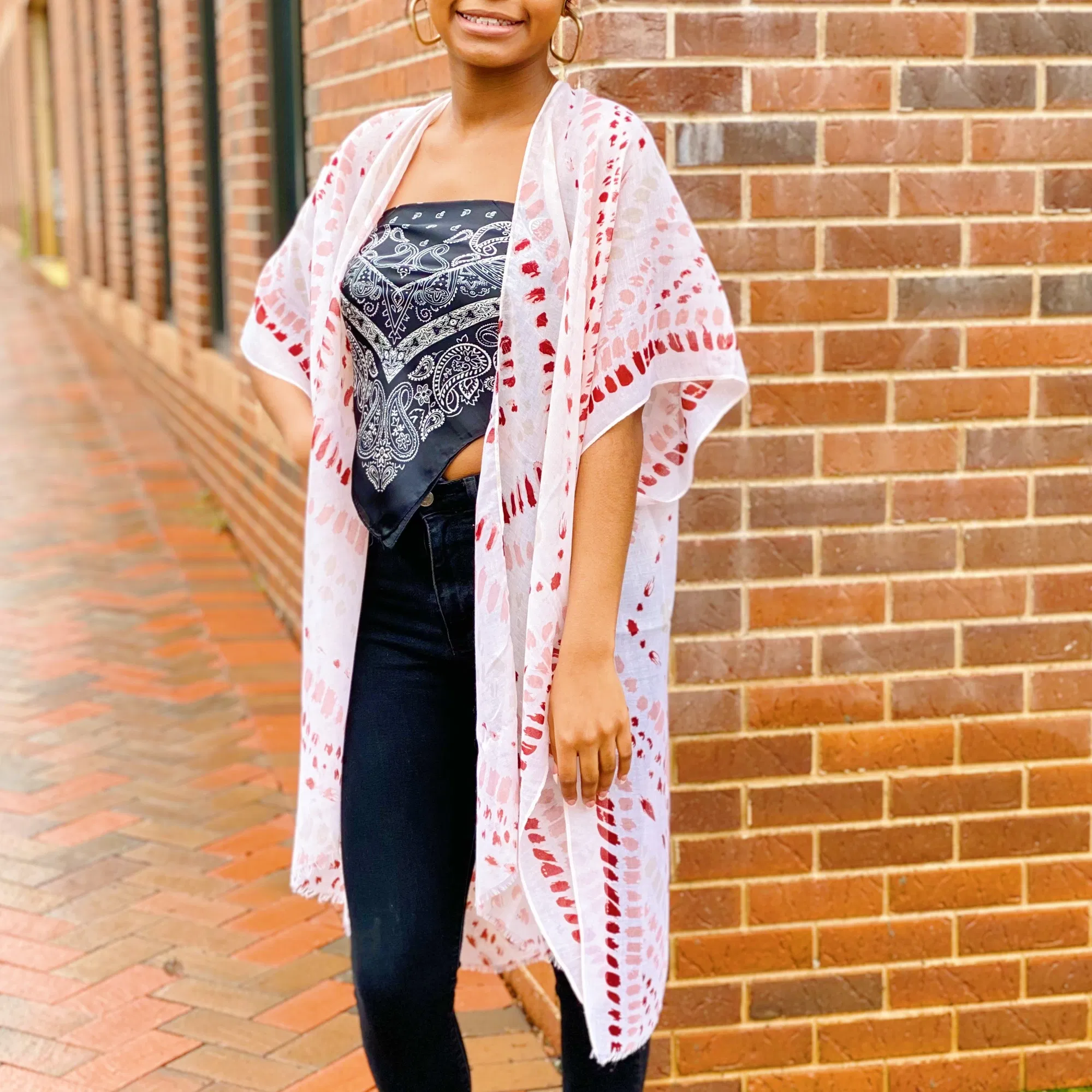 Boho Brush Stroke Kimono - Grocery