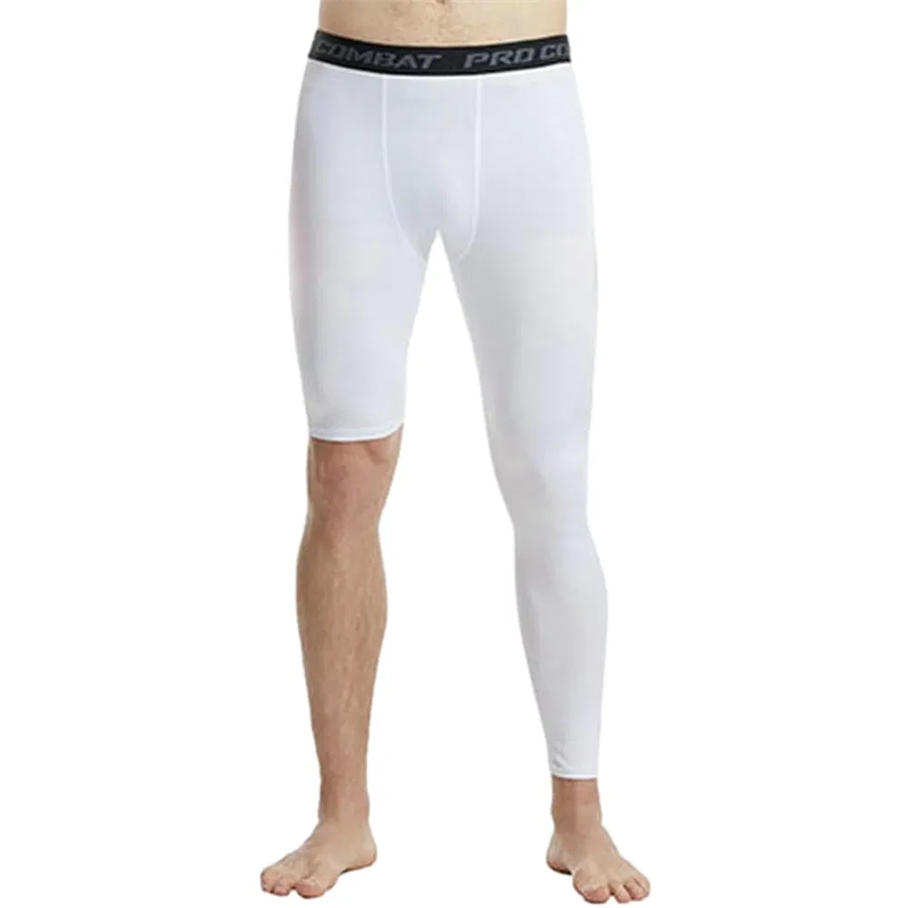 Men's Basketball Single Leg Tight Sports Pants 1/2 One Leg Compression Pants - Grocery