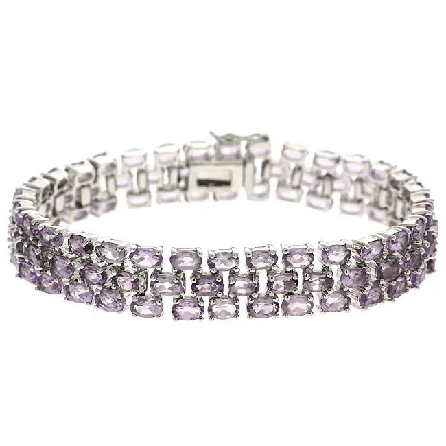 21.8ct Amethyst Three-Row Tennis Bracelet - Grocery