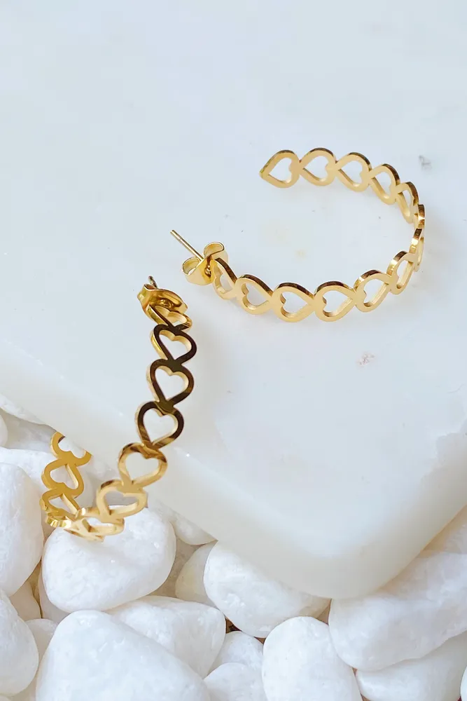 Linked Heart Hoop Earrings - Grocery