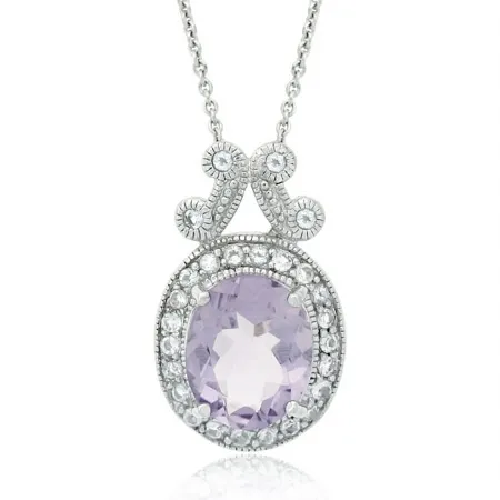 Sterling Silver Vintage-Styled Rose de France & CZ Pendant - Grocery