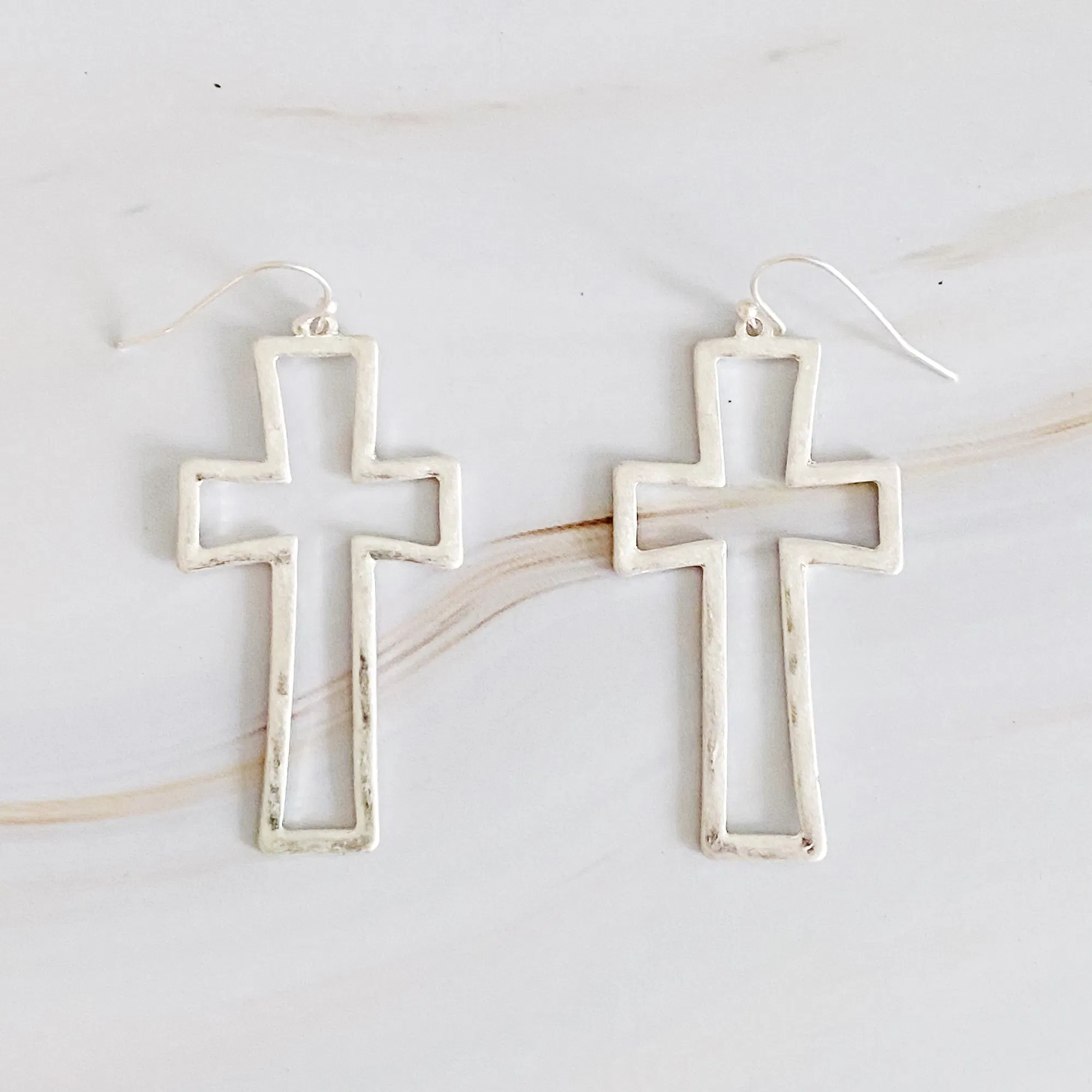 Dangle Cross Outlined Earrings - Grocery