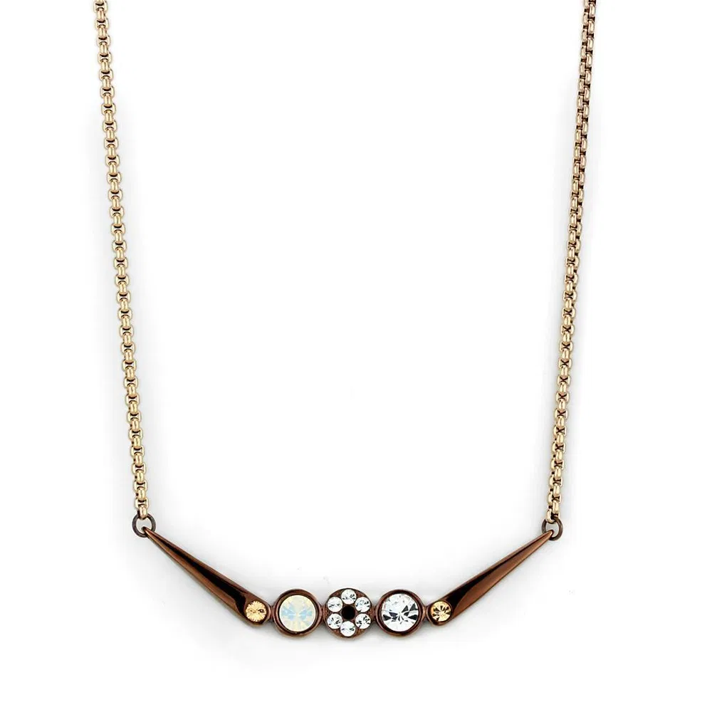 TK2823 - IP Rose Gold & IP light Coffee Stainless Steel Necklace with Top Grade Crystal in Multi Color - Grocery