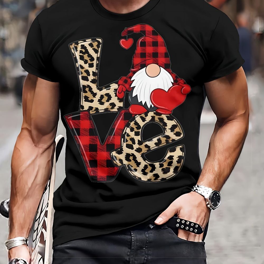 Men's 3D Fashion T-shirt, Casual Round Neck, Polyester, Printed Pattern, Regular Pattern, Knitted Fabric, Novelty Clothing - Grocery