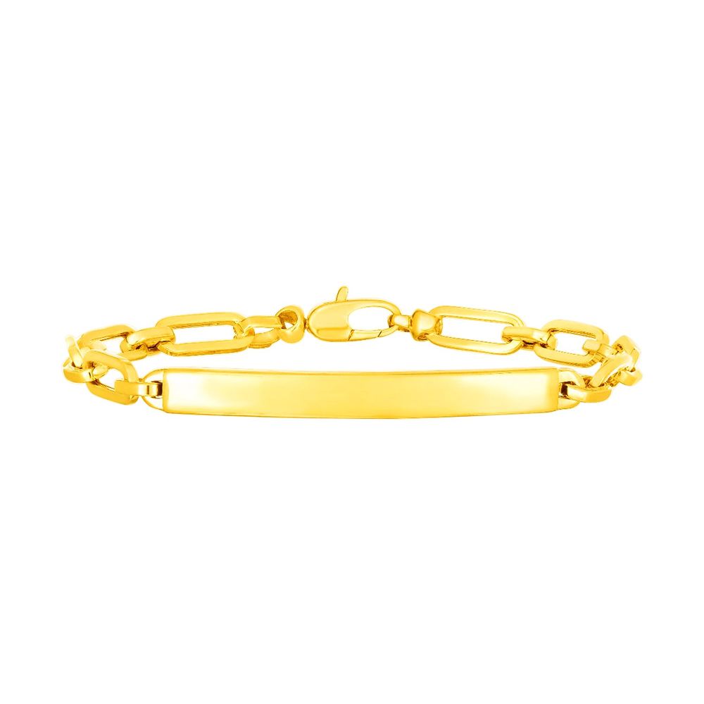 14K Yellow Gold Paperclip Chain ID Bracelet - Grocery