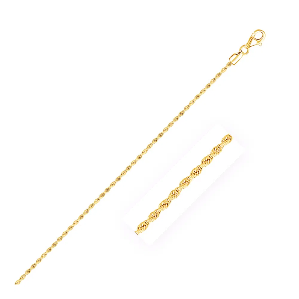 2.0mm 10k Yellow Gold Solid Diamond Cut Rope Bracelet - Grocery