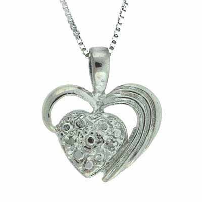 Sterling Silver Diamond Accent Heart within a Heart Pendant - Grocery