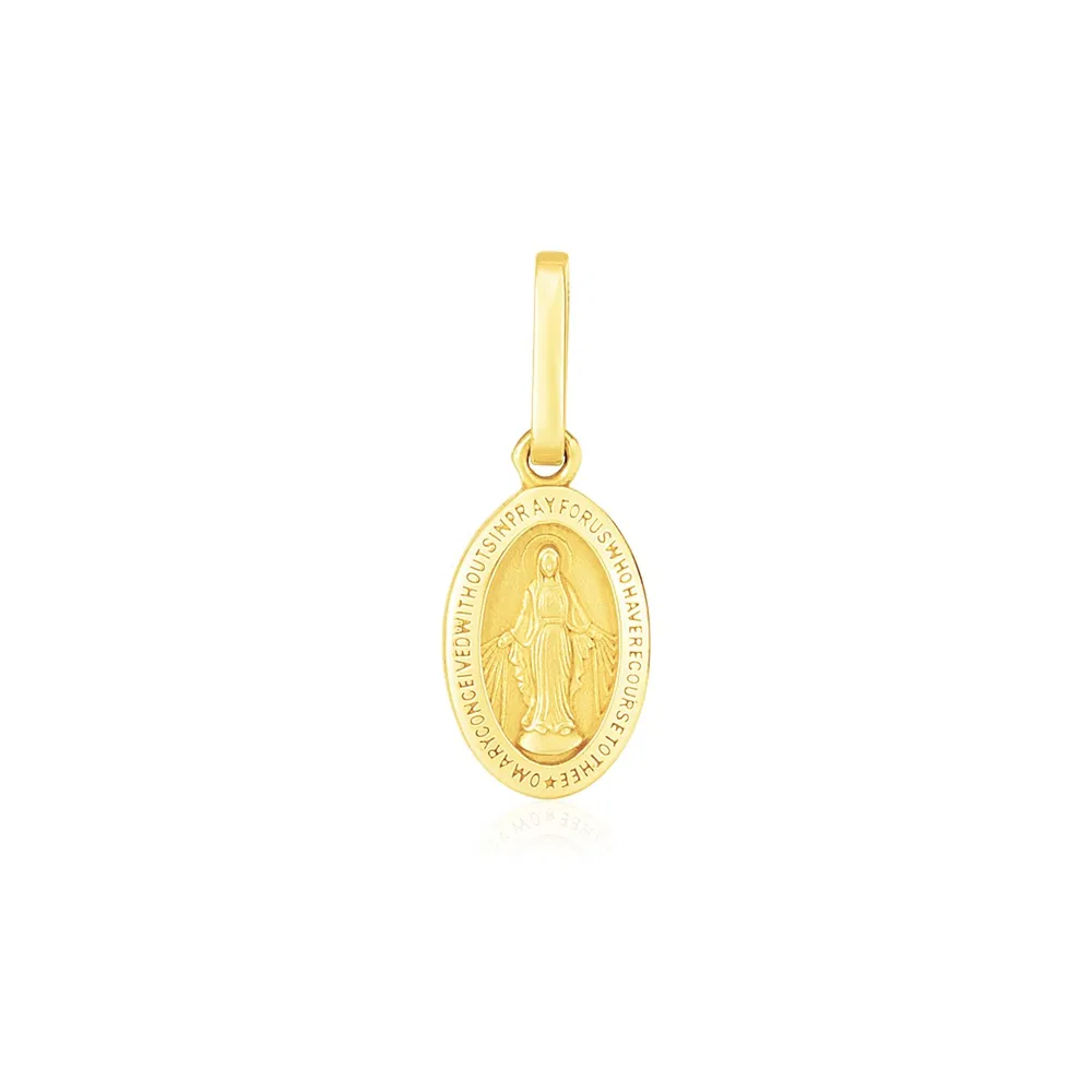 14k Yellow Gold Oval Religious Medal Pendant - Grocery