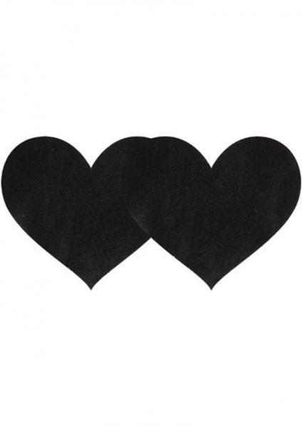 Pasties Black Satin Heart 2 Pack - Grocery
