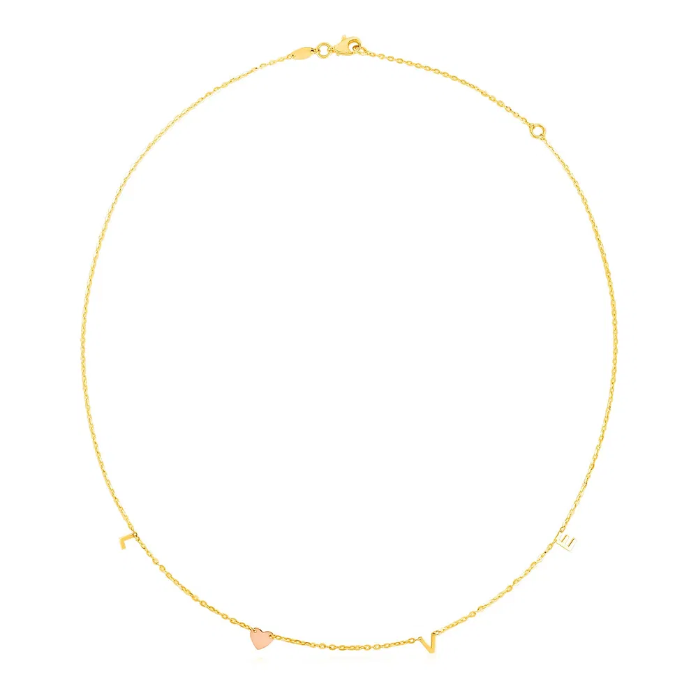 14k Two Tone Gold Love Necklace - Grocery