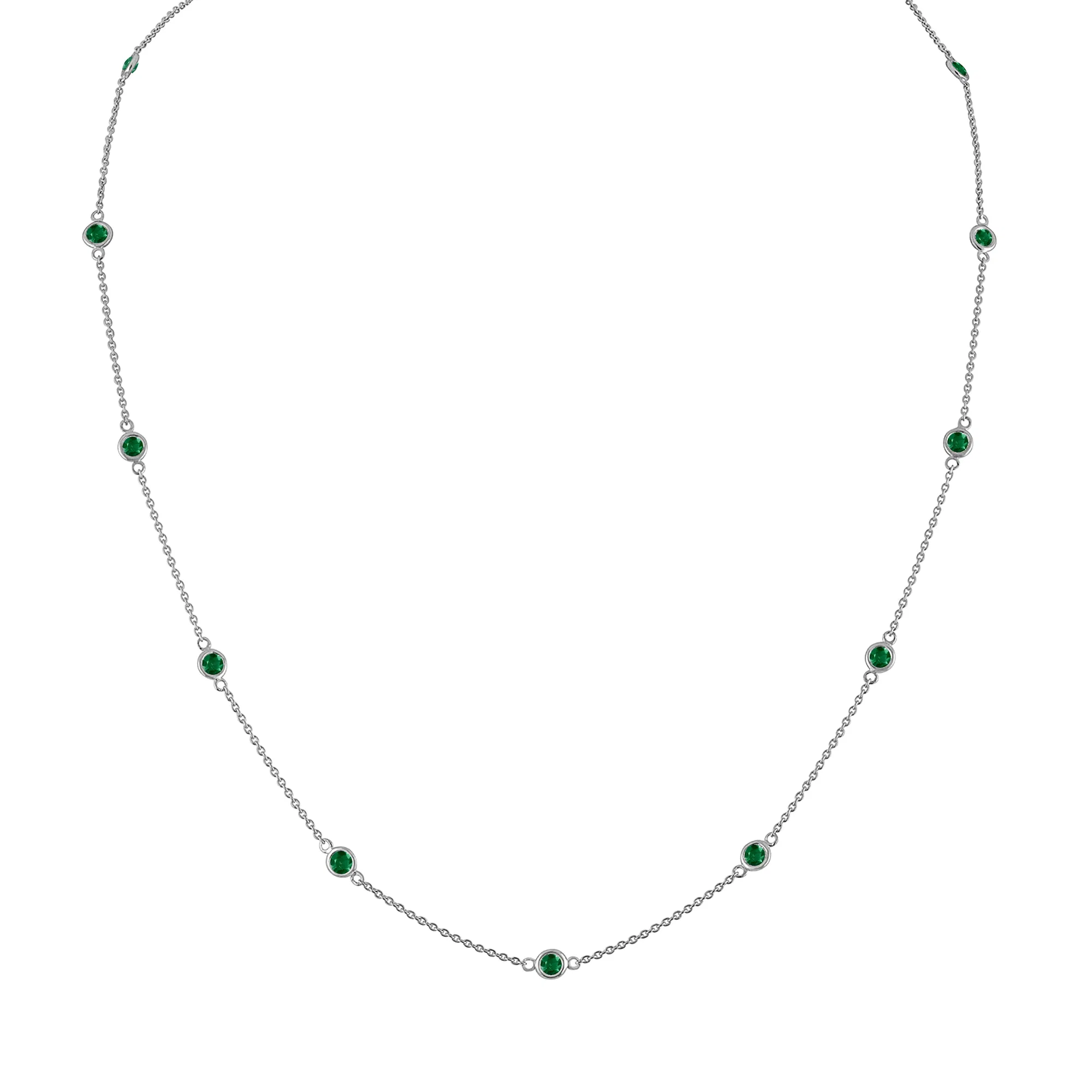 Sterling Silver Green Treated Diamond Station Necklace (1 cttw, Green Color, I1-I2 Clarity) - Grocery
