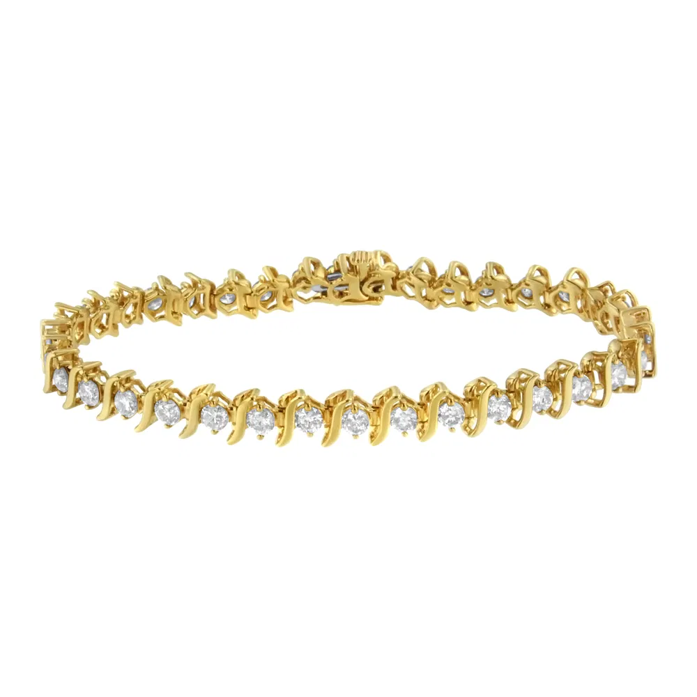 2 Micron 14KT Yellow Gold Plated Sterling Silver Diamond Link Bracelet (5 cttw, K-L Color, I2-I3 Clarity) - Grocery