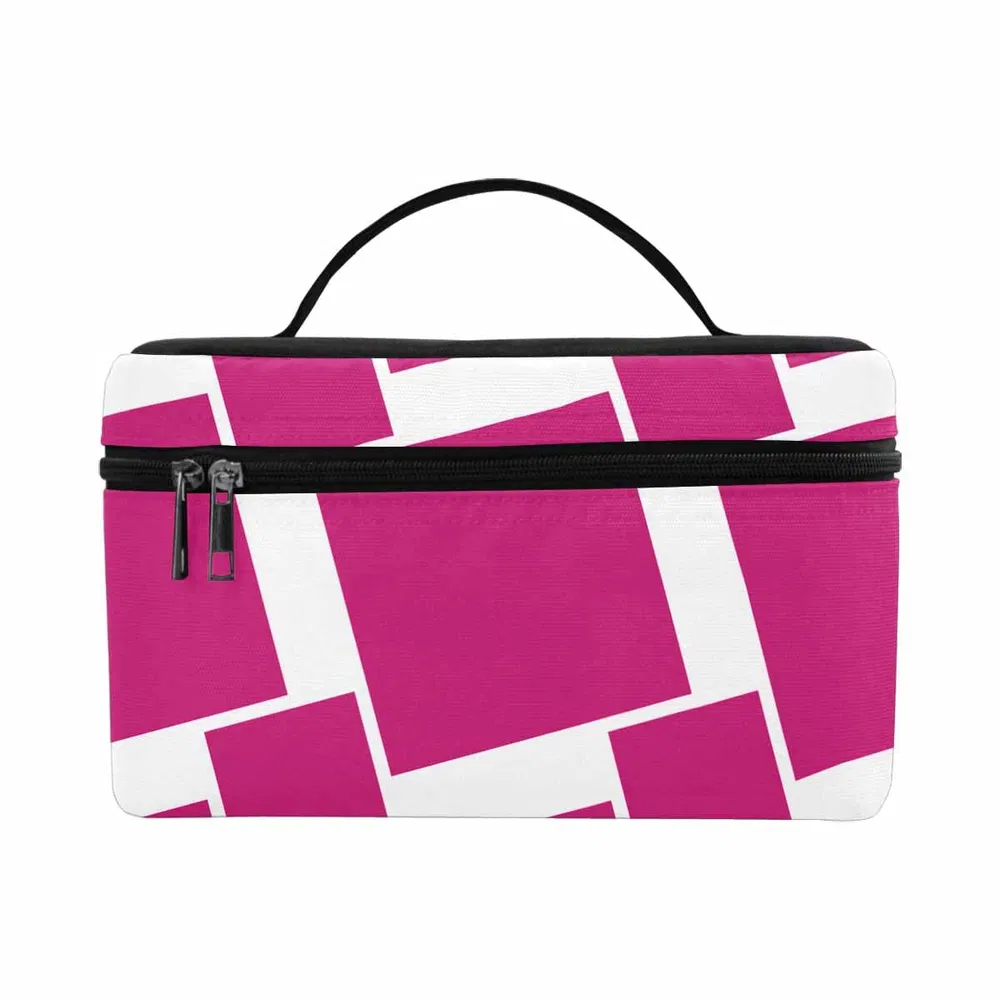 Cosmetic Bag, Pink And White - Grocery