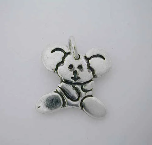Silver TEDDY BEAR CHARM mouse Cute - Grocery