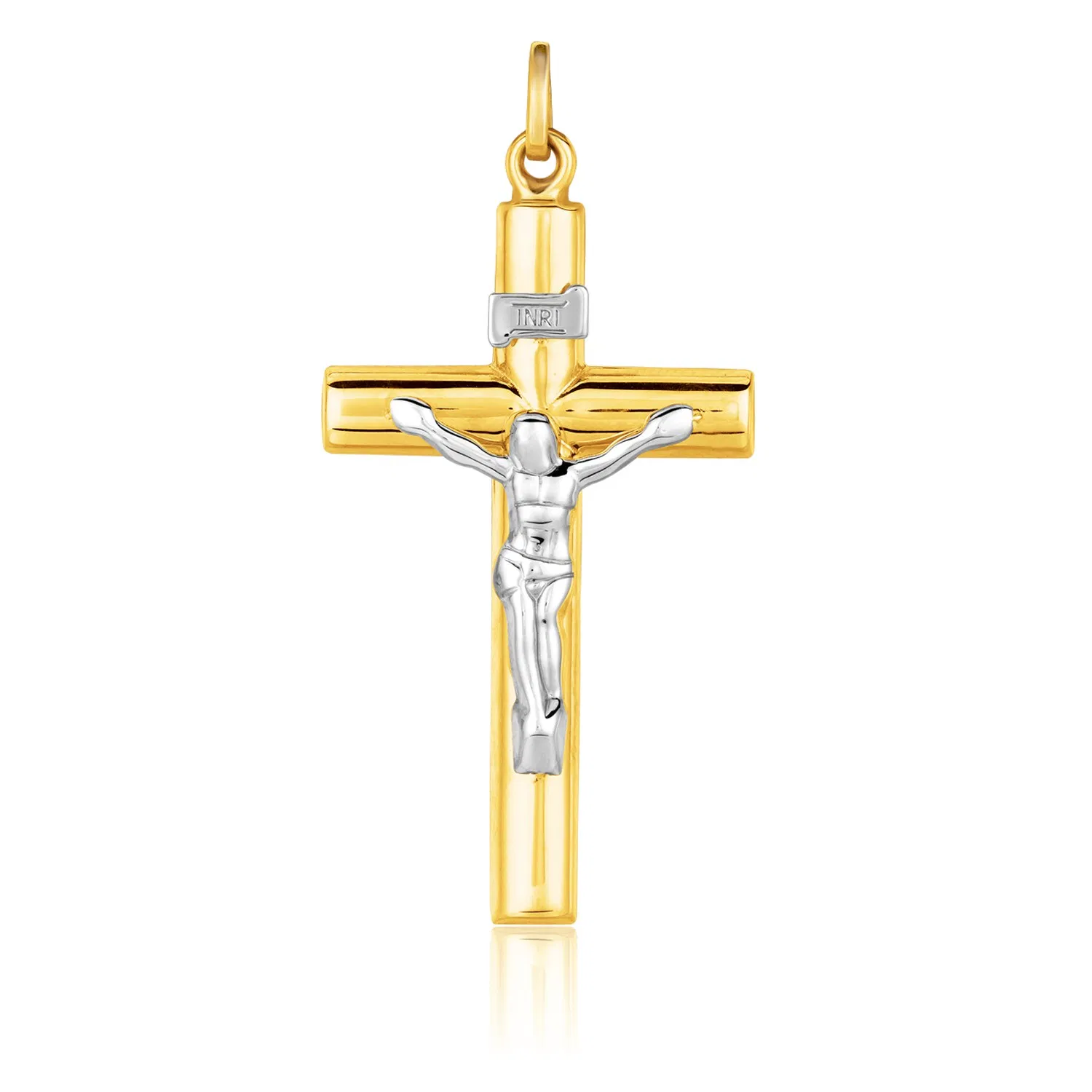 14k Two Tone Gold Cross Pendant - Grocery