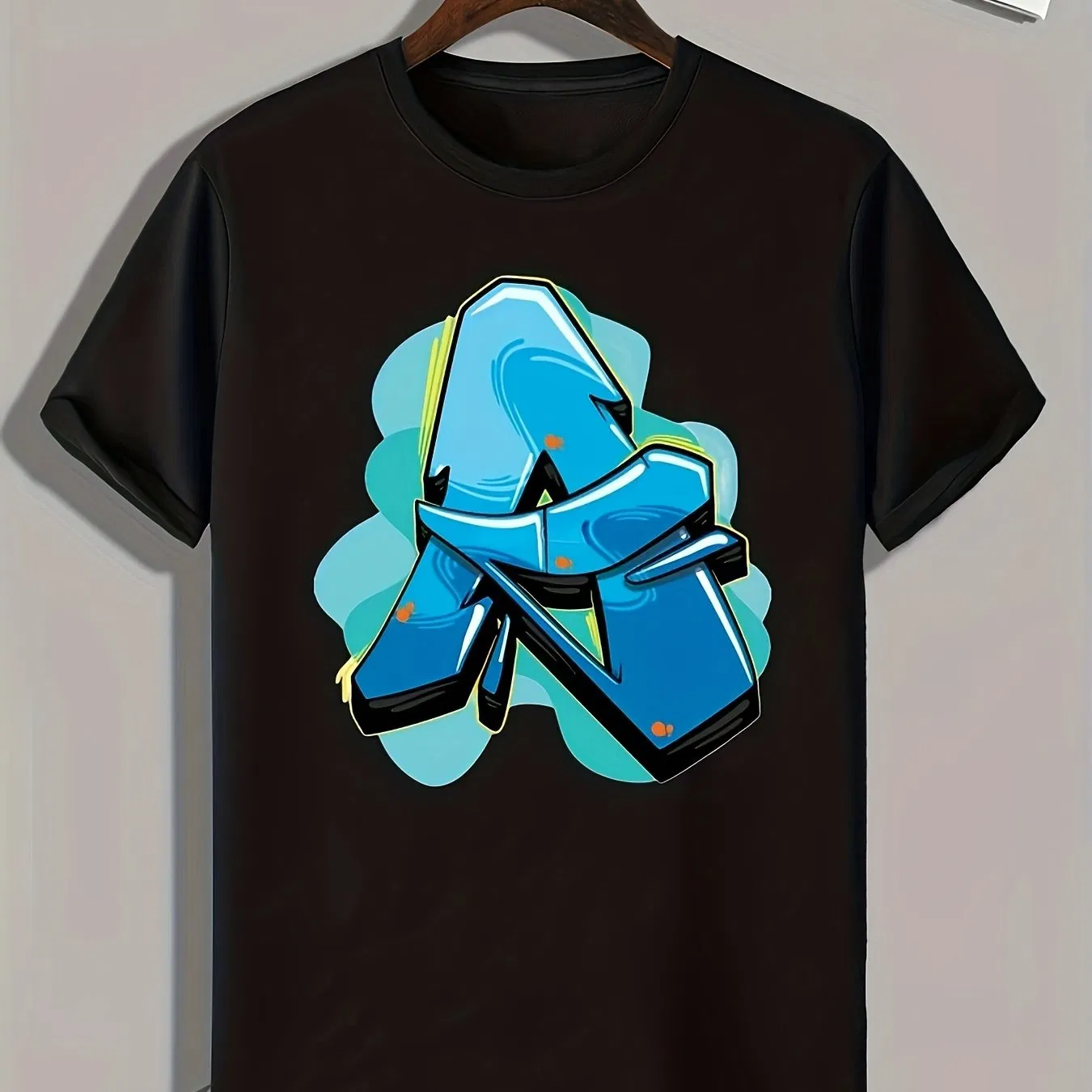 Abstract Letter A Print, Men's Pattern T-shirt, Summer Casual Comfortable T-shirt, Men's Clothing - Grocery