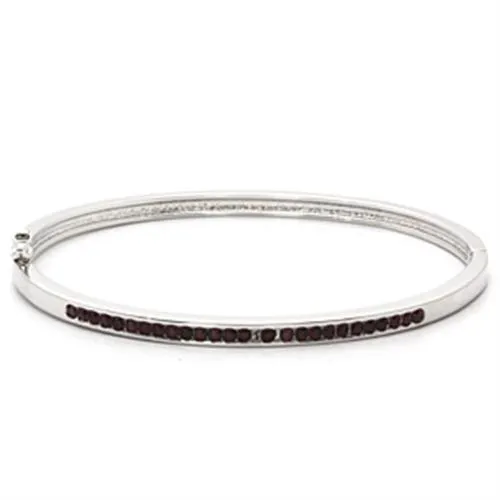 LO851 - Imitation Rhodium Brass Bangle with Top Grade Crystal in Amethyst - Grocery