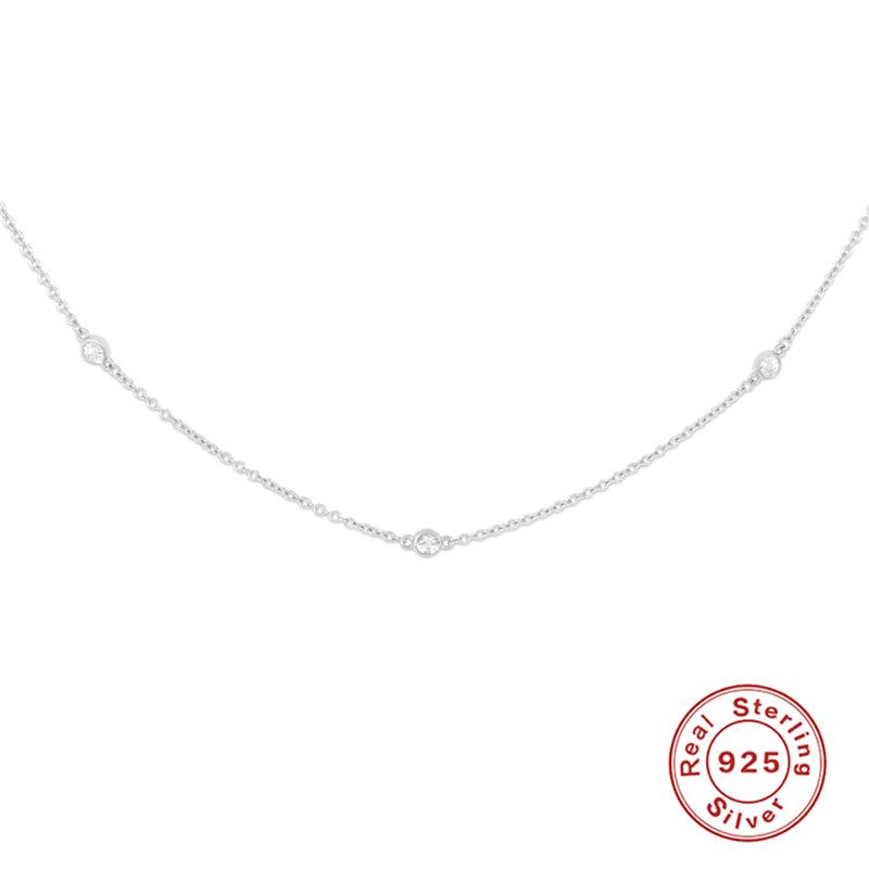 PAVOI 14K Gold Plated Station Necklace | Simulated Diamond BTY Necklace | Womens CZ Chain Necklace | Layering Necklaces - Grocery