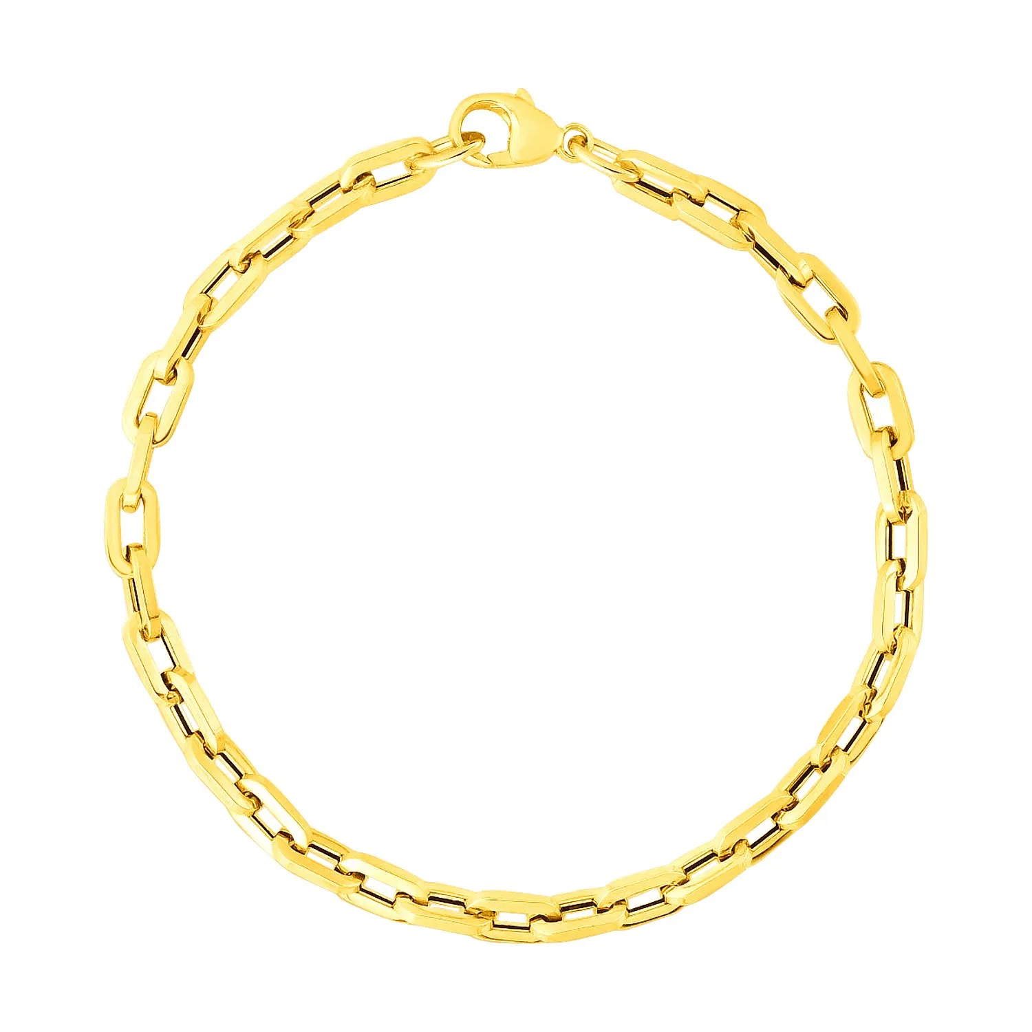 14k Yellow Gold 7 1/2 inch Paperclip Chain Bracelet with Three Diamond Links - Grocery