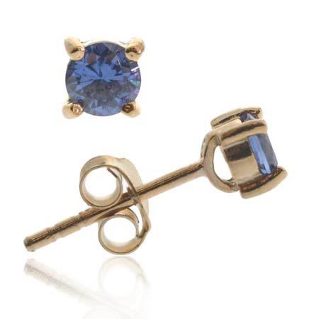 18K Rose Gold over Sterling Silver Tanzanite CZ 4mm Round Stud Earrings - Grocery