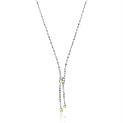 Sterling Silver Simulated Diamond & Light Green cz Y Pave Prong Drop ...